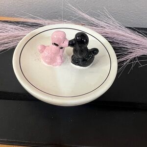 Vintage FAB NY Porcelain Kissing Poodles Jewelry Trinket Dish